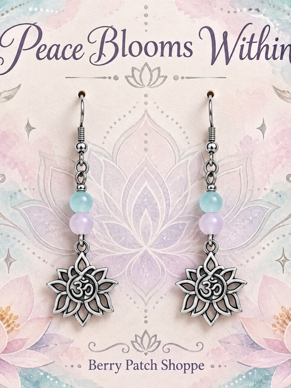 Peace Blooms Within Lotus Flower Spiritual Tranquility Serenity Earrings